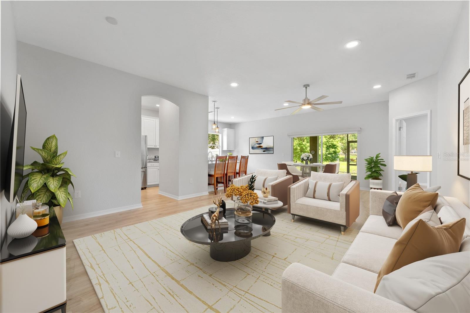 Great room - virtually staged