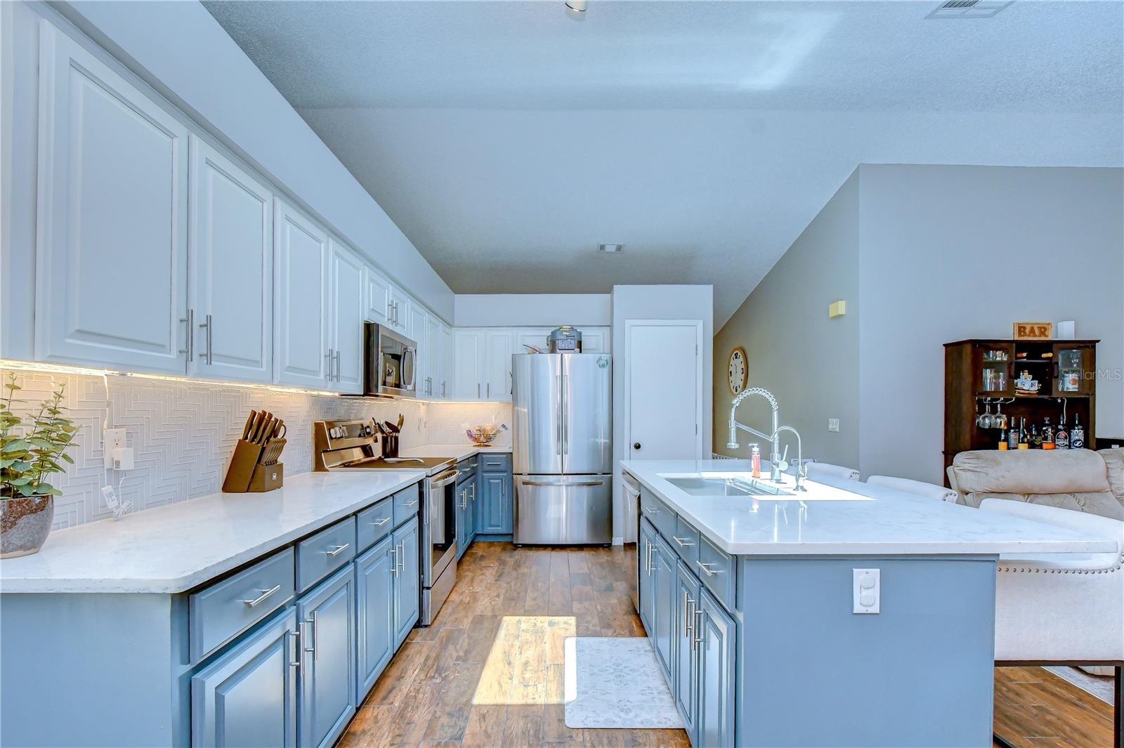 Stylish backsplash creating a sophisticated focal point.