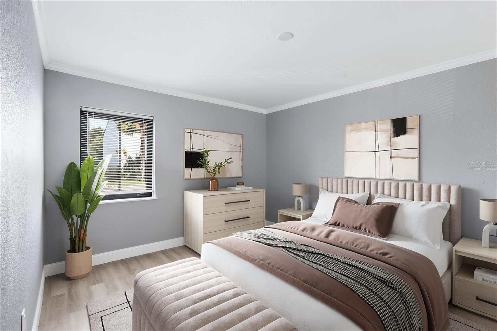Primary bedroom virtually staged