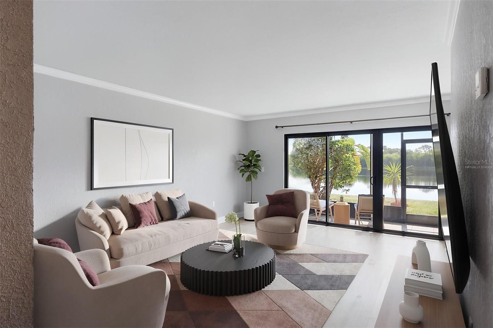 Virtually staged living room