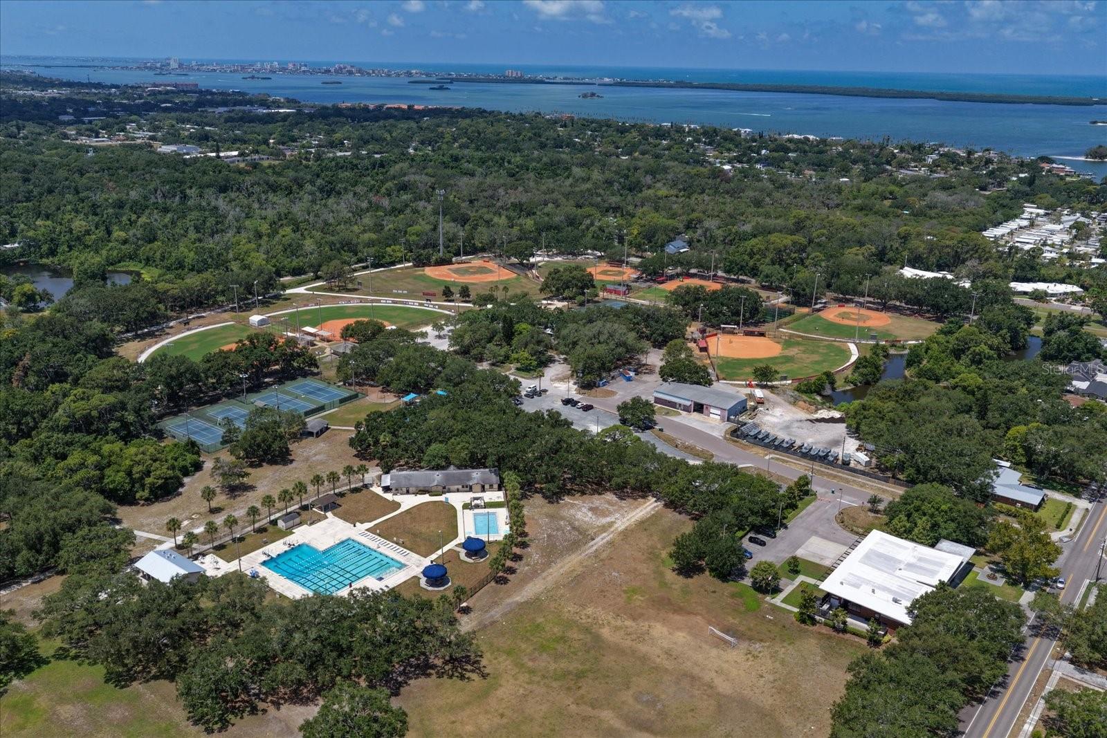Dunedin Aquatic Complex, Tennis/Pickleball Courts, Little League Fields and 90 acre Hammock Park is adjacent to the Community Center/Art Center.