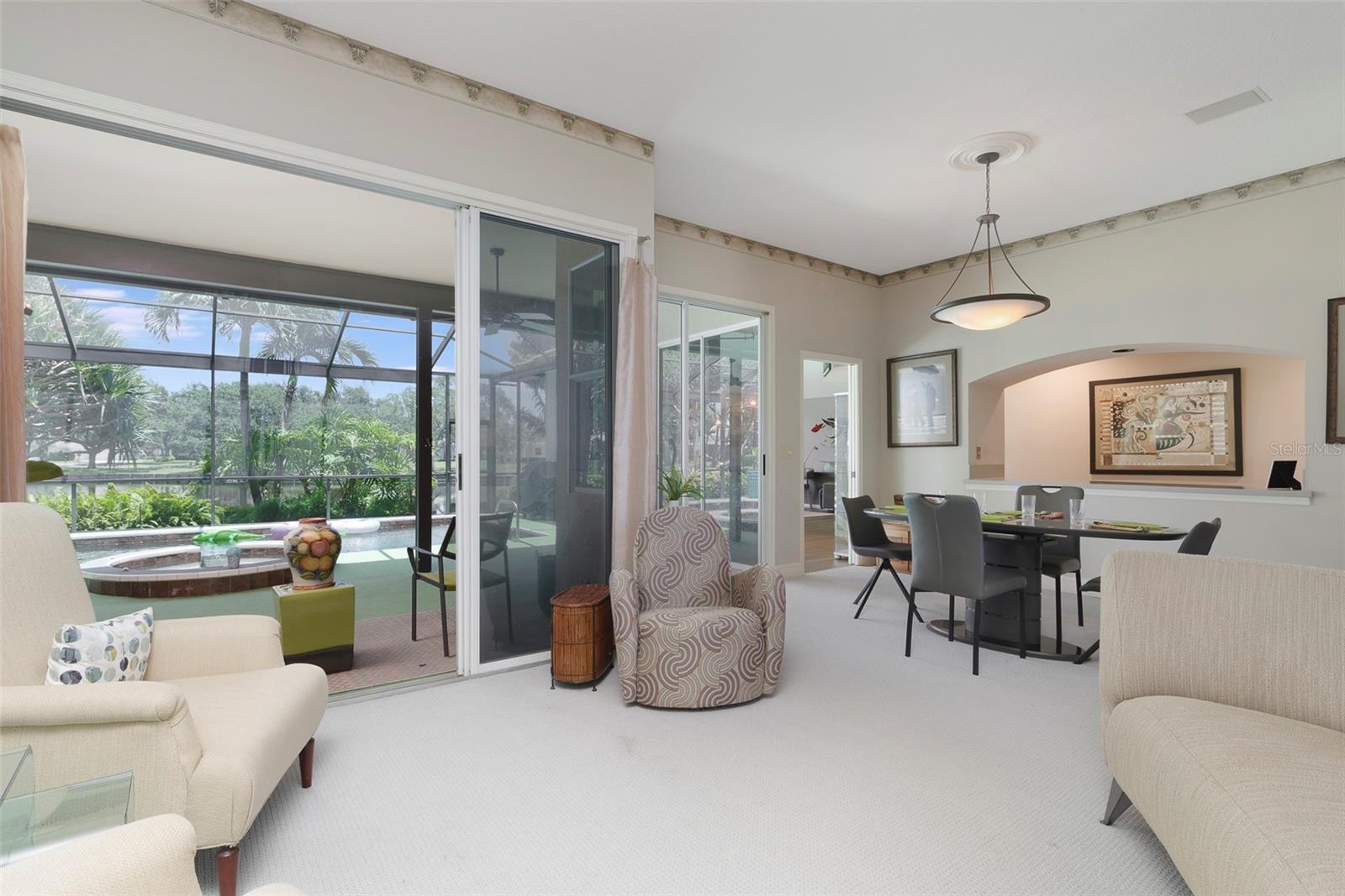 Living Room to Pool Views