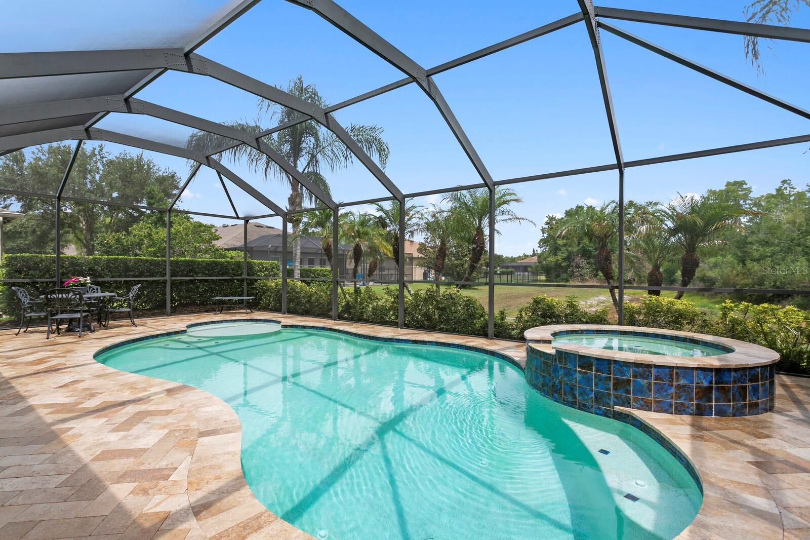 Large, PebbleTec, self-cleaning saltwater pool