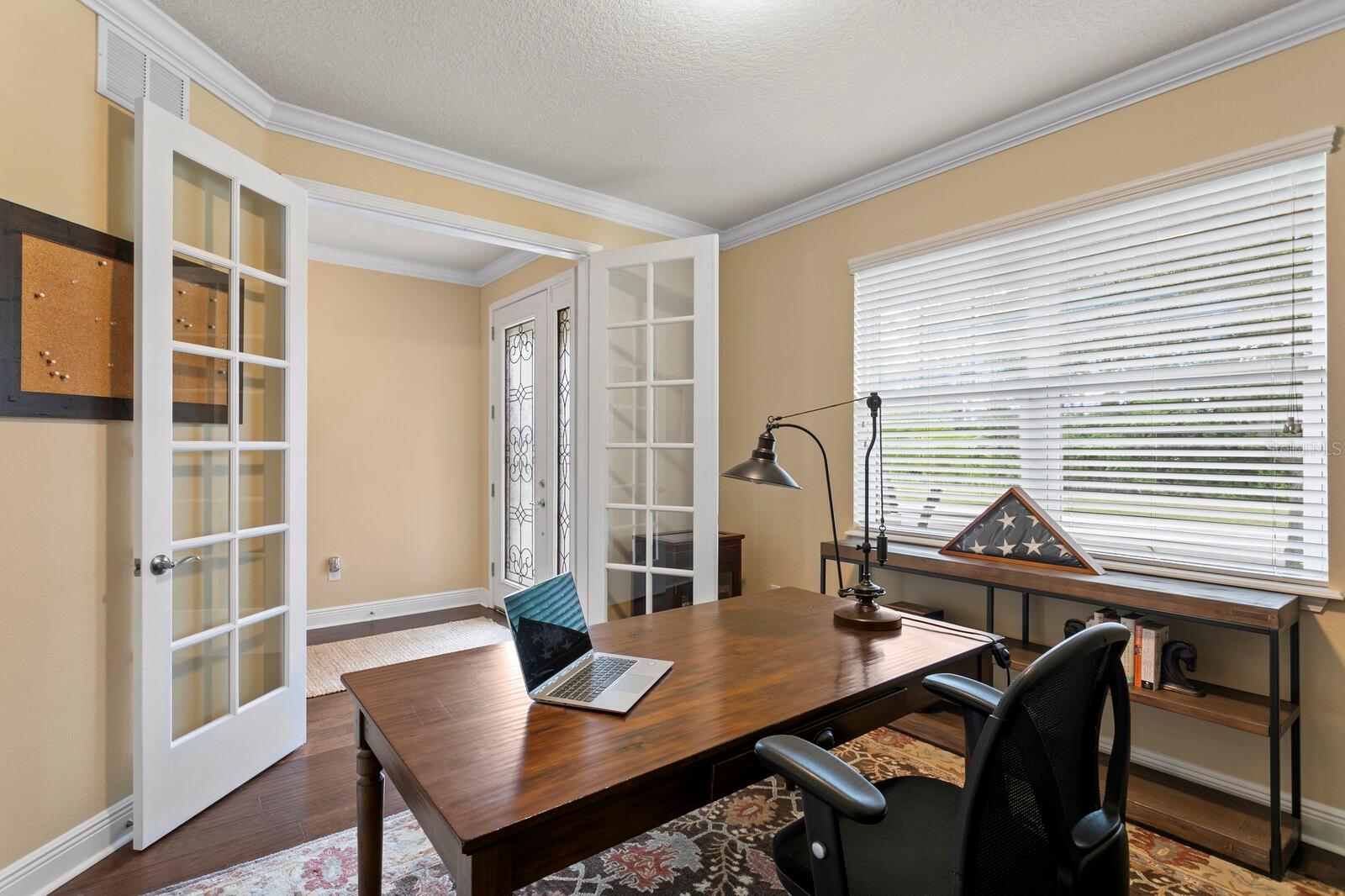 French doors lead to private home office
