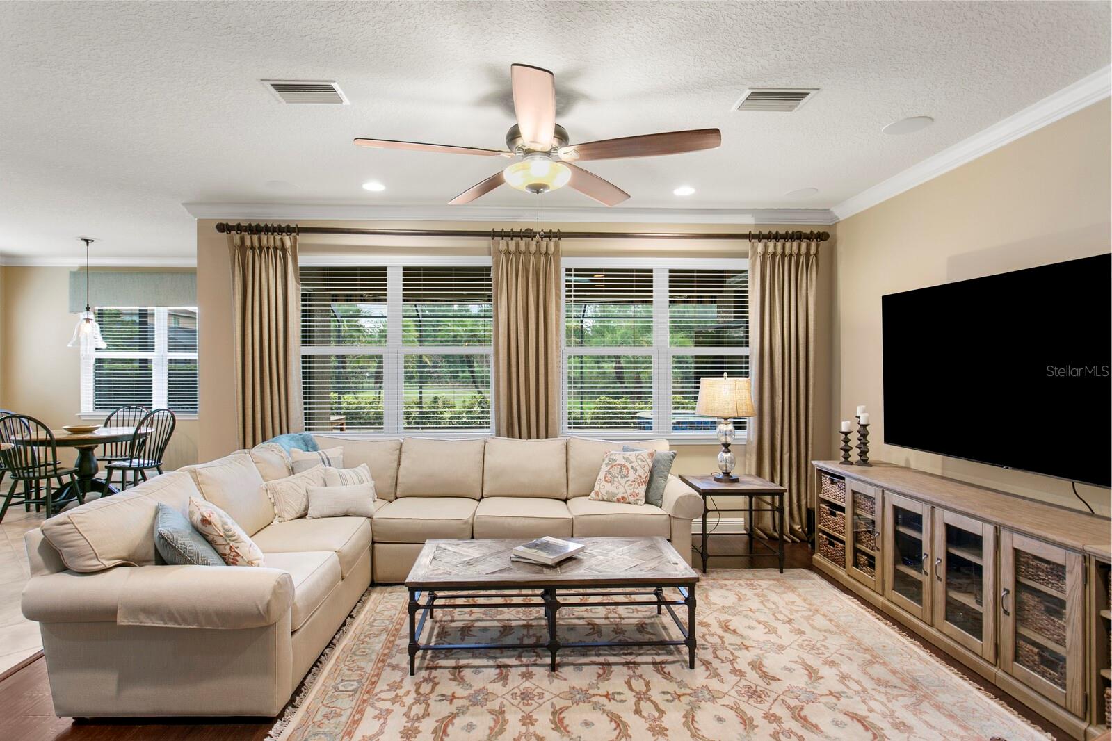 Built-in surround sound in the family room