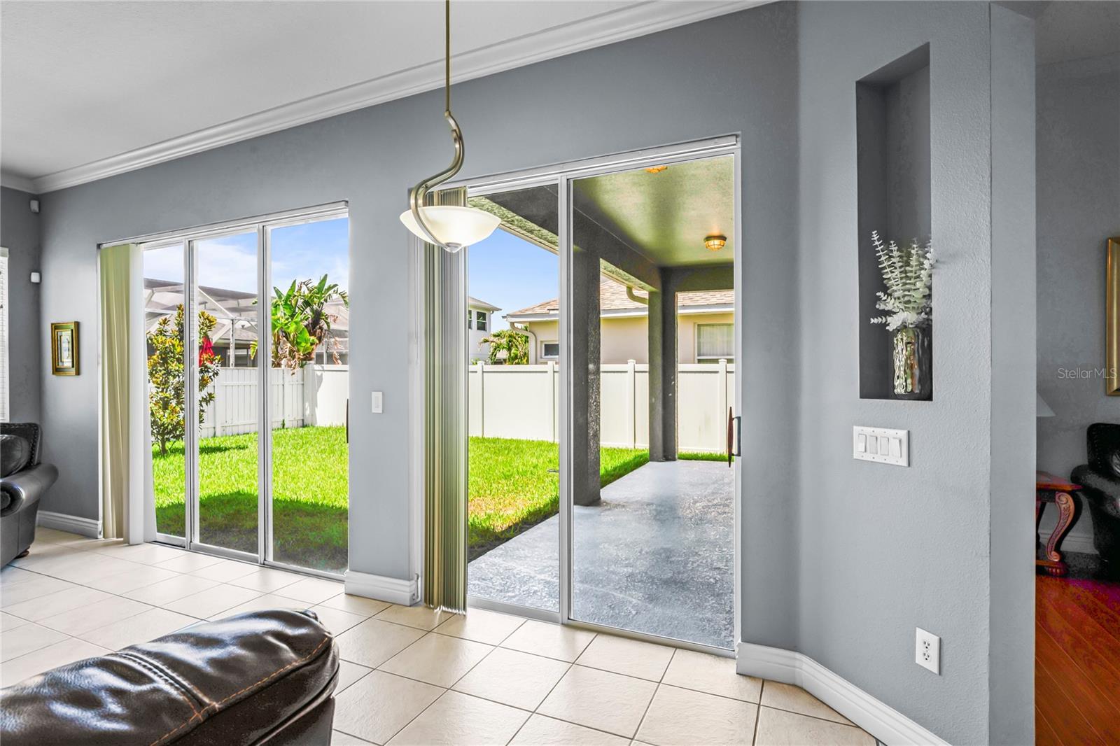 Sliders to backyard from Family Room Kitchenette
