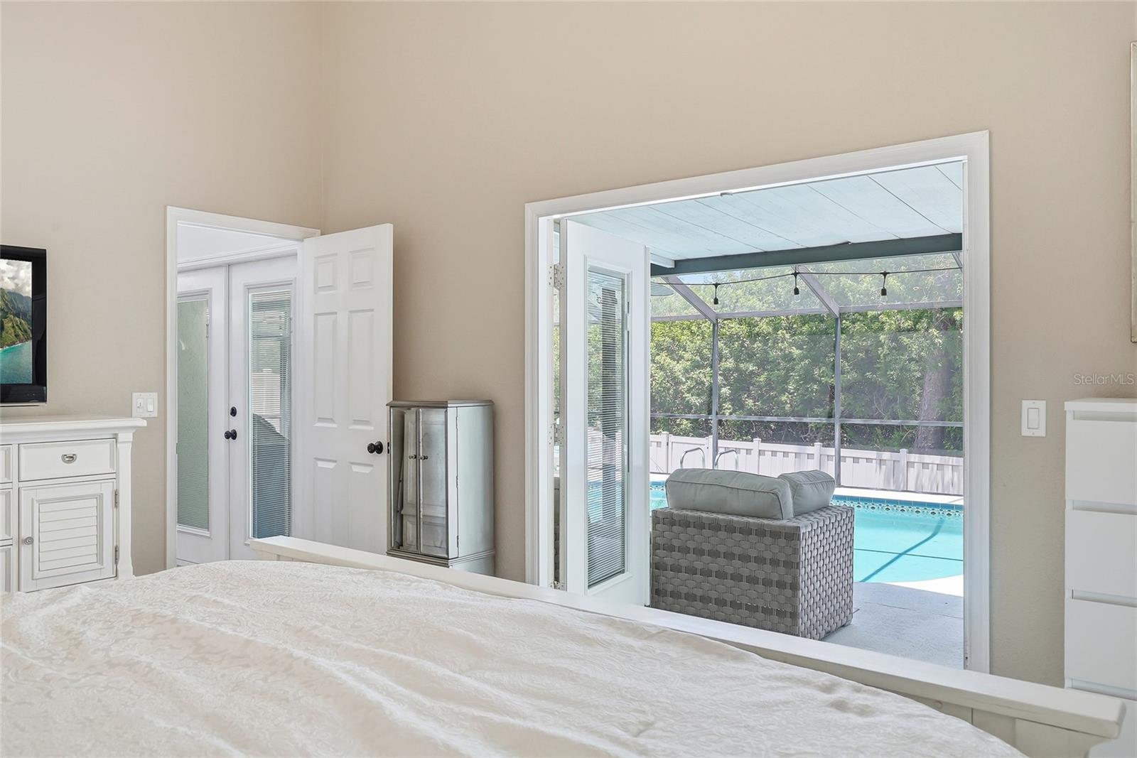 French doors from the primary bedroom.