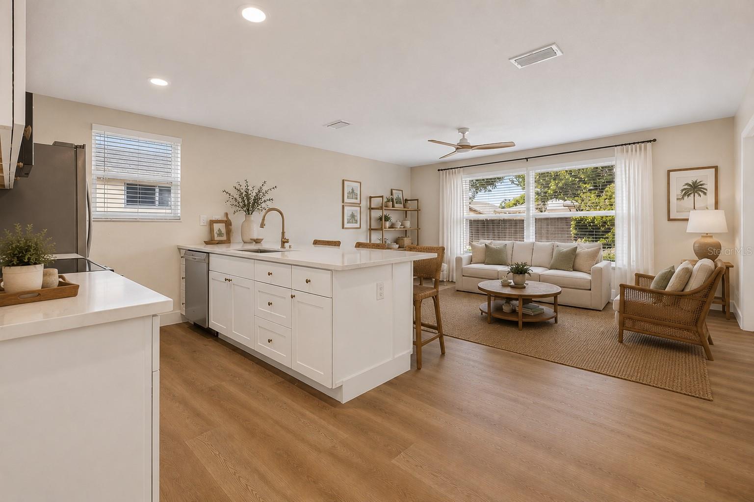 Kitchen/ Back living room staged