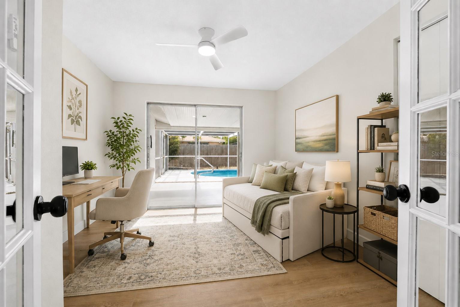 3rd bedroom/office with closet staged