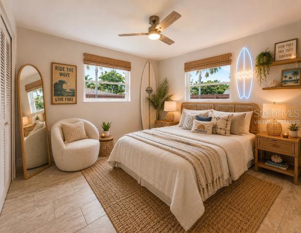virtually staged boho bedroom
