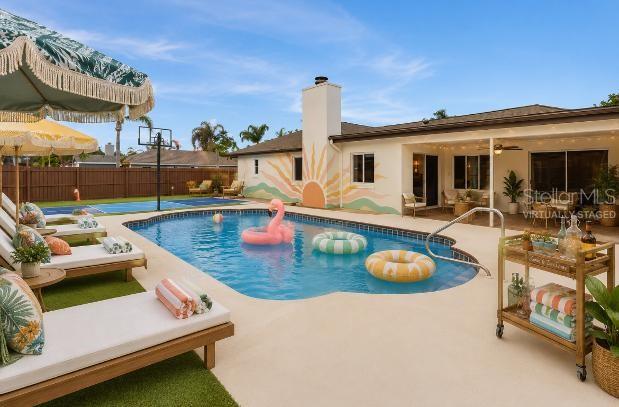 virtually staged pool patio
