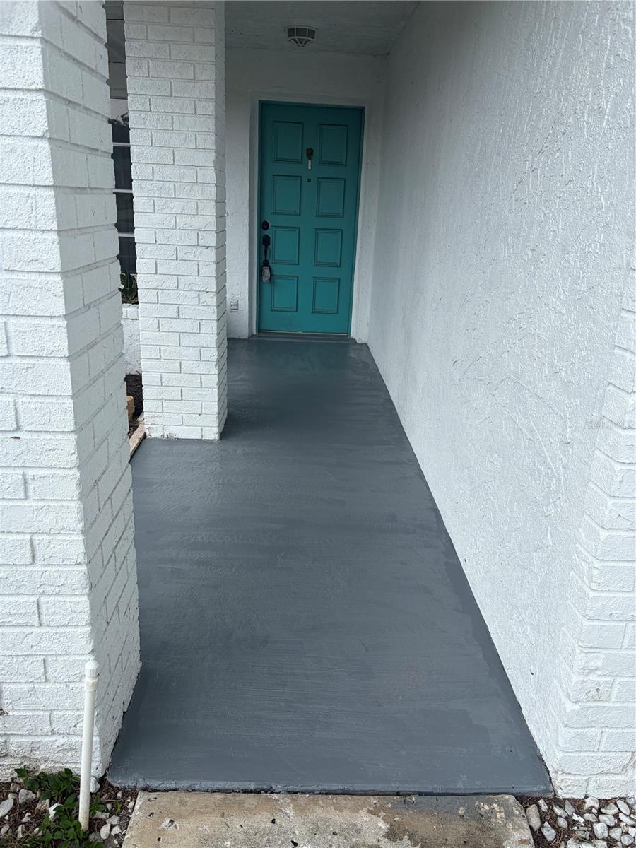 Walkway to entry freshly painted