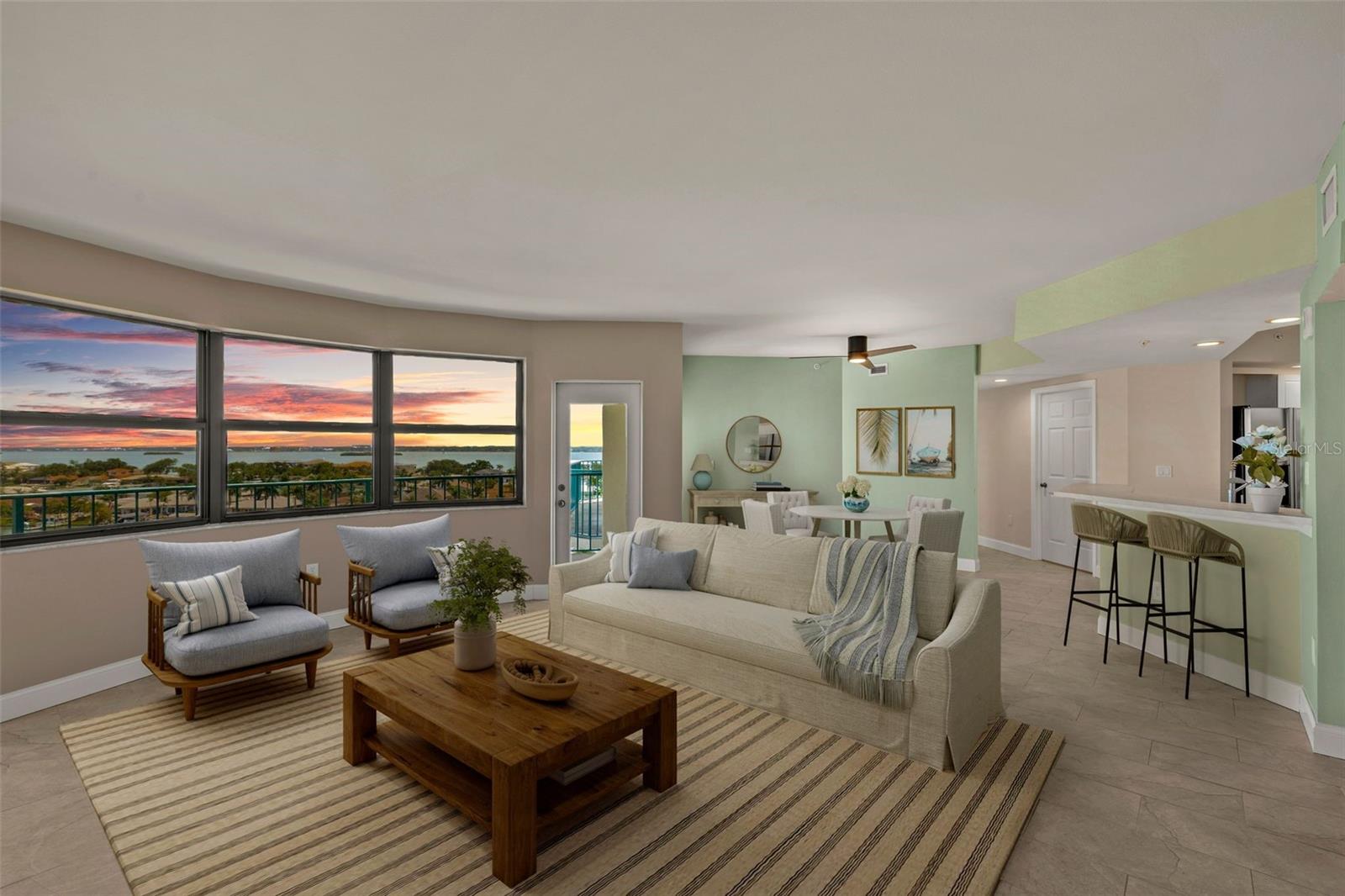 Living room Breakfast room Combo Staged