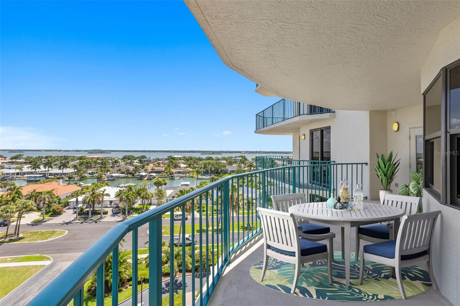 Main Balcony off Living room and breakfast room Staged