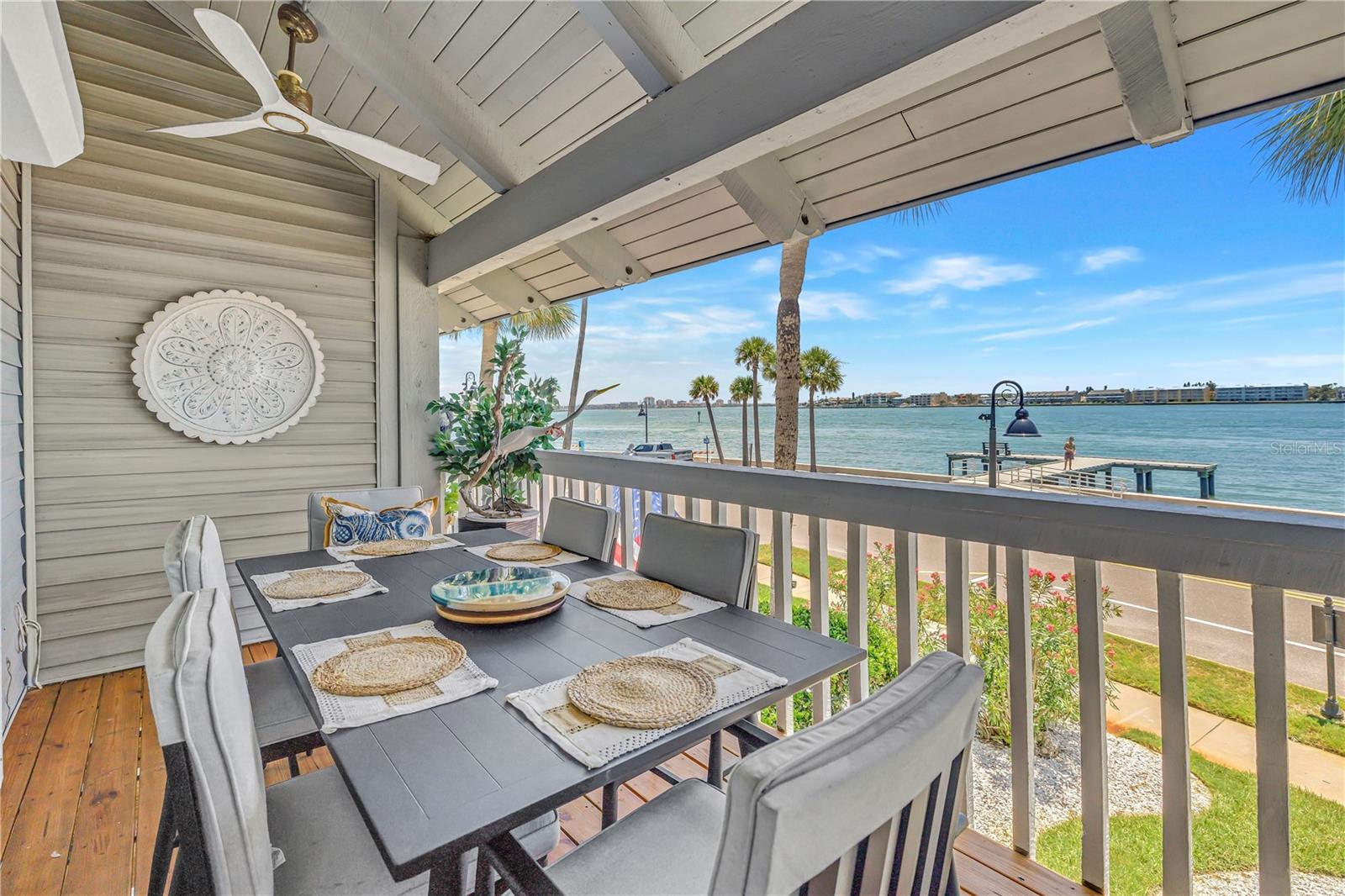 Balcony with water views