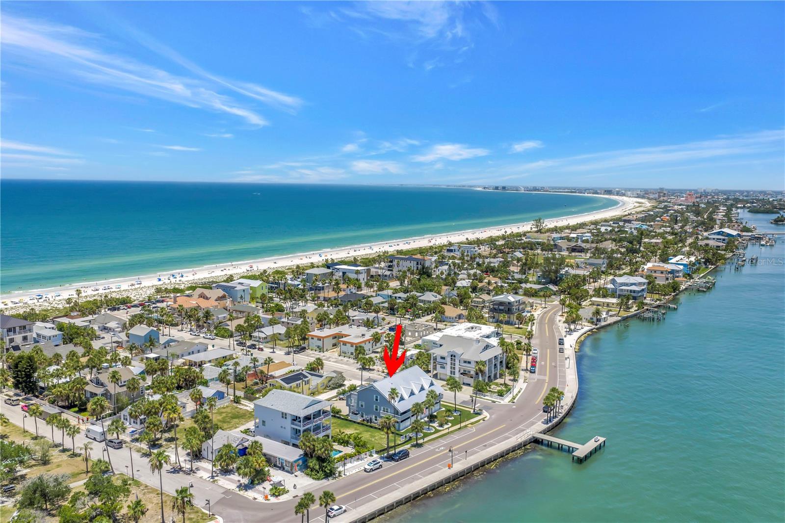 Aerial view of Moonwater Bay/Pass A Grille Pass and Pass A Grille Beach