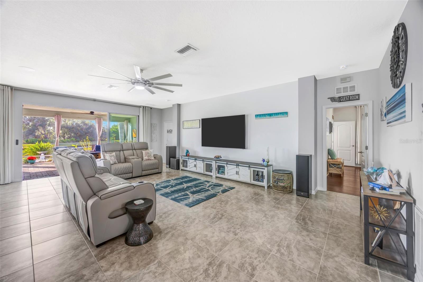 3 Car Garage w PVC Tile Floor and Additional Lighting
