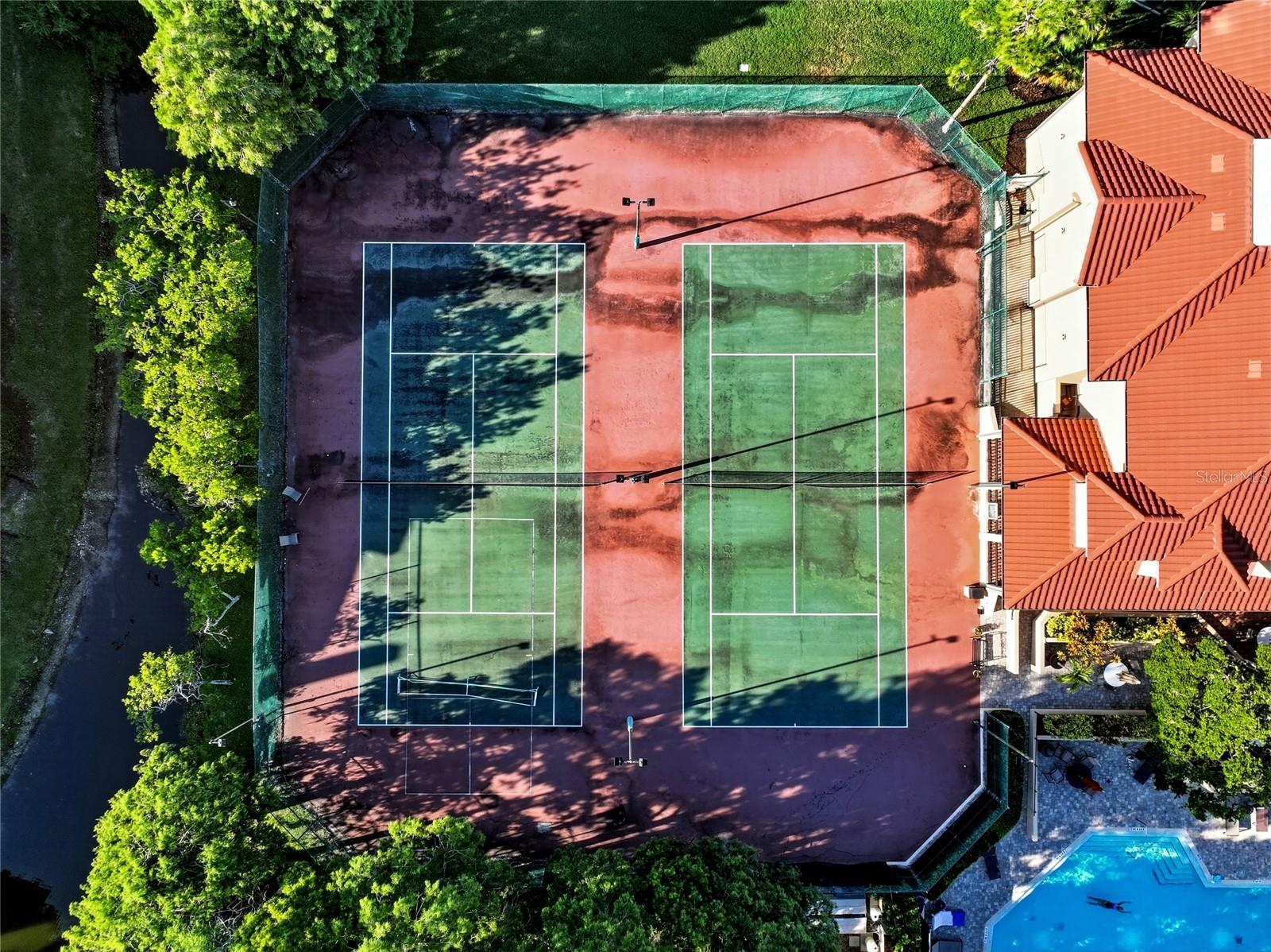 Aerial view of the community tennis court