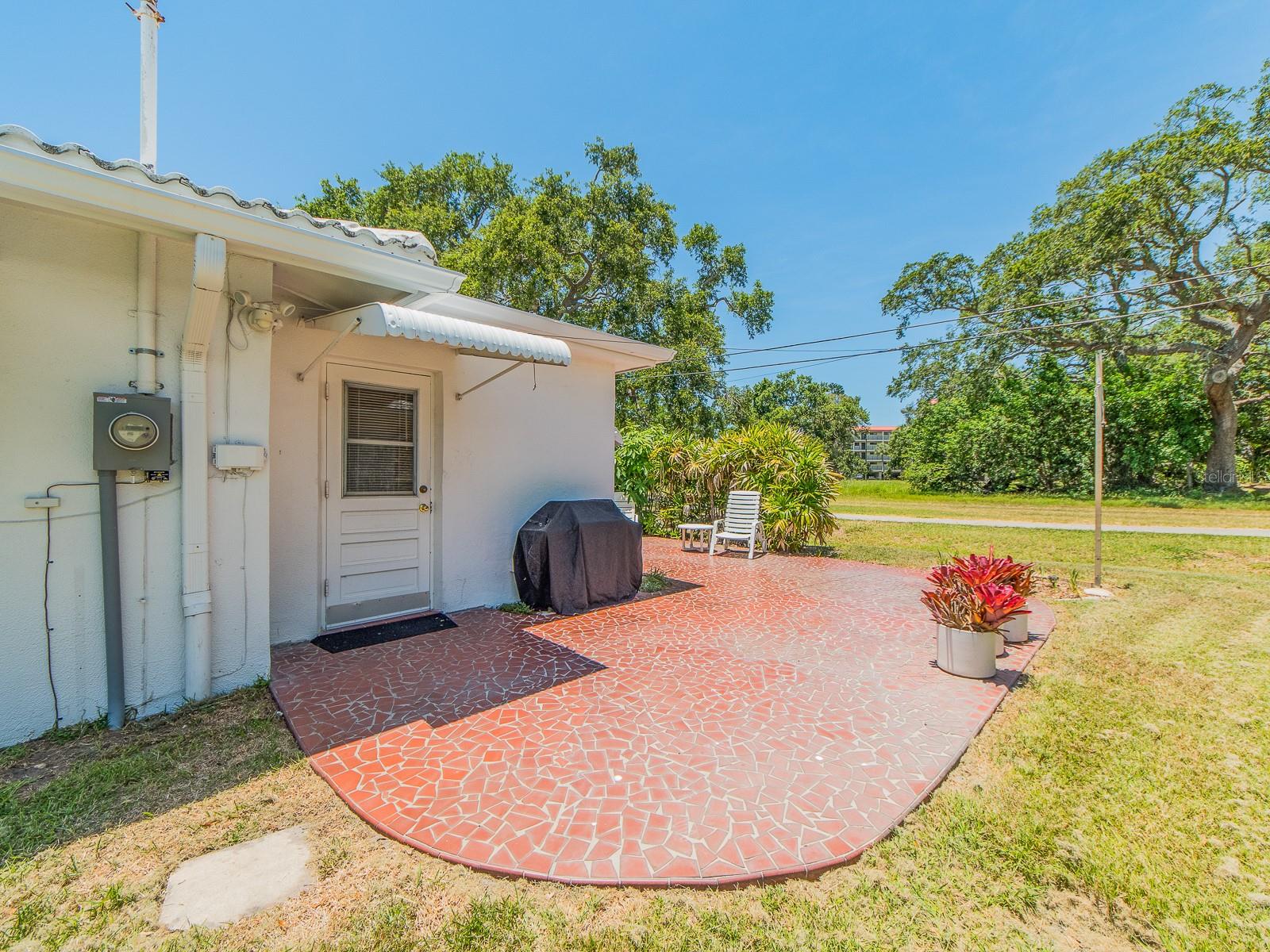 Rear tile patio