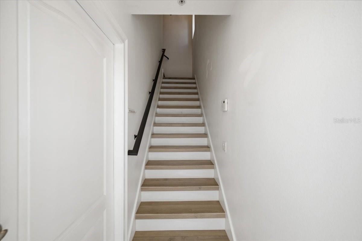 Stairwell with white oak