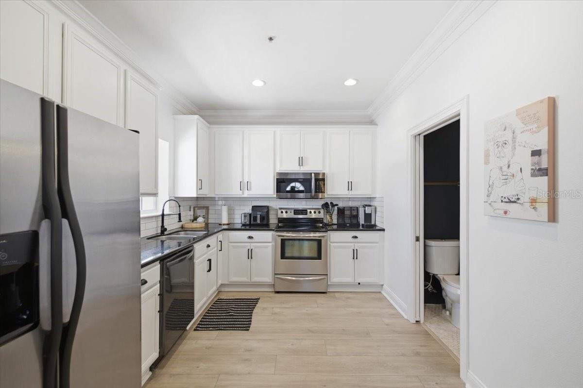 Kitchen with stainless steel appliances!