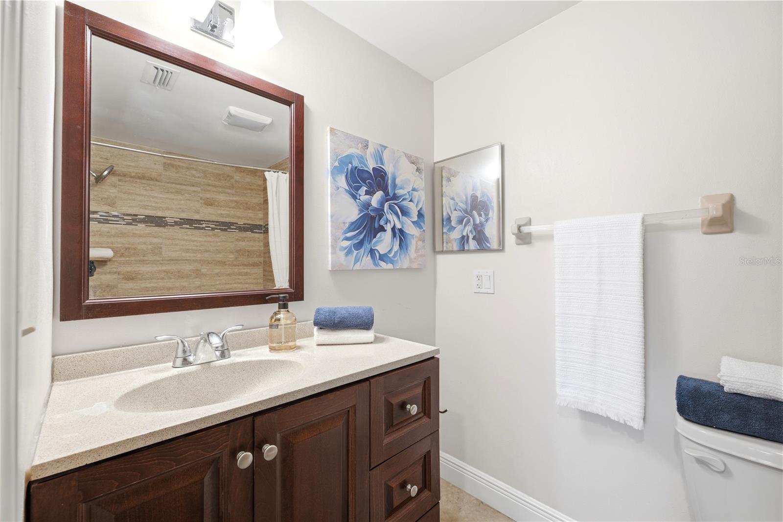 large vanity in guest bathroom
