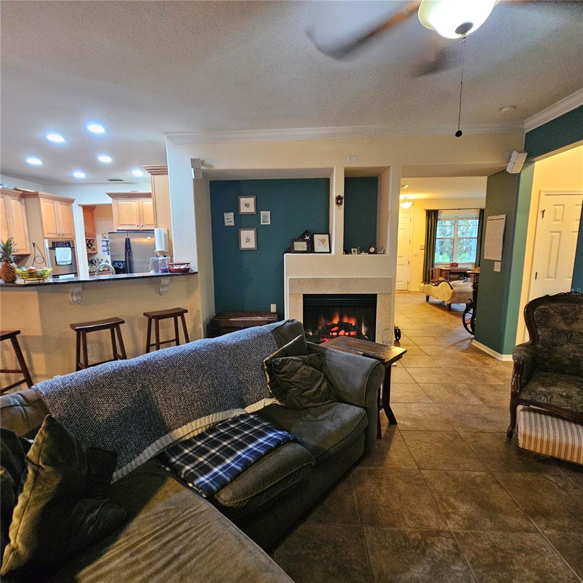 Fireplace giving the Living area  a warm glow