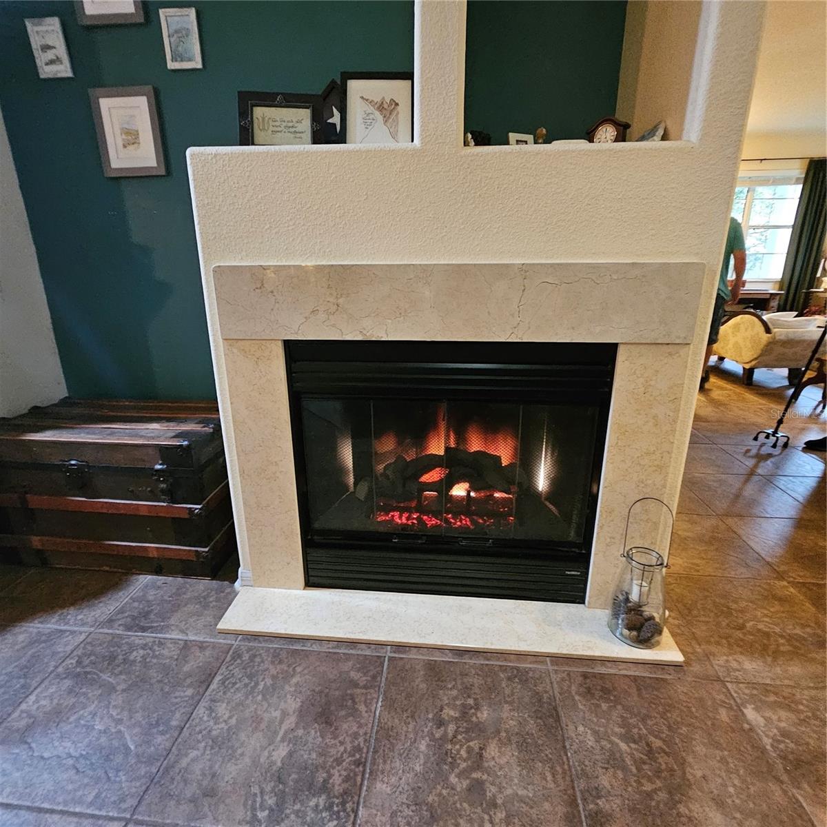 Fireplace is centrally located