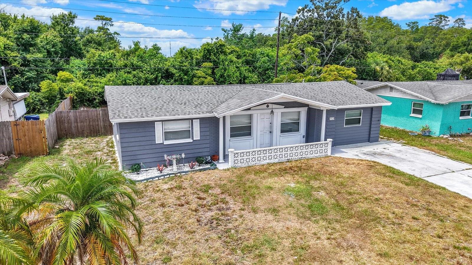 side drone shot
