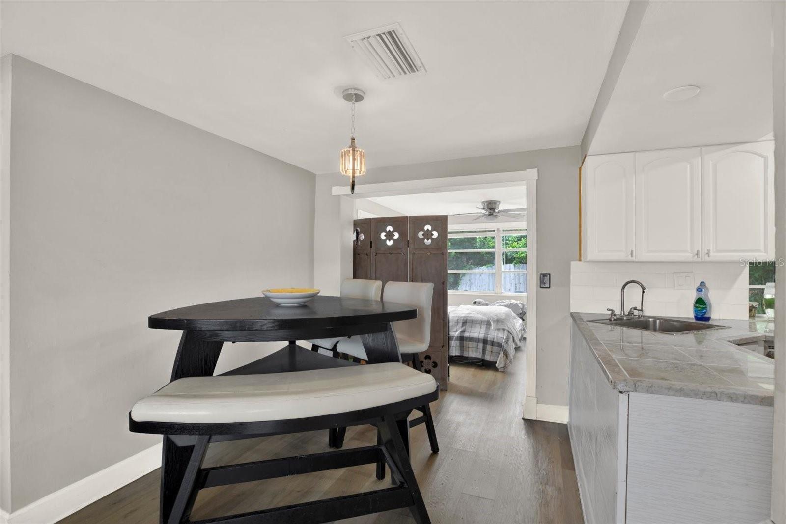 dining space/viewing the sunroom
