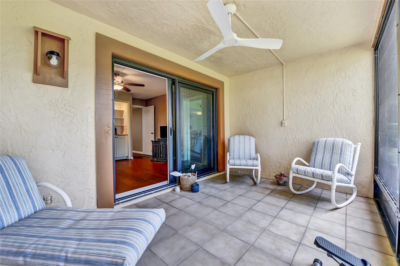 Screened in porch with storage closet