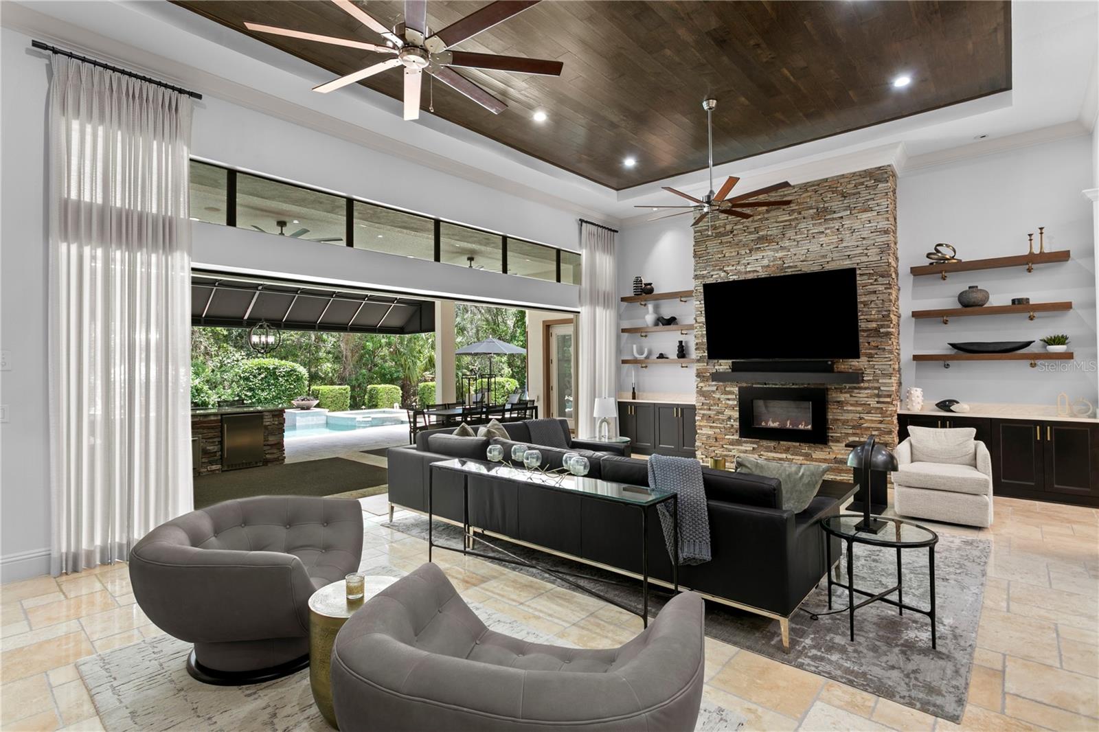 Open-concept design overlooking outdoor living.