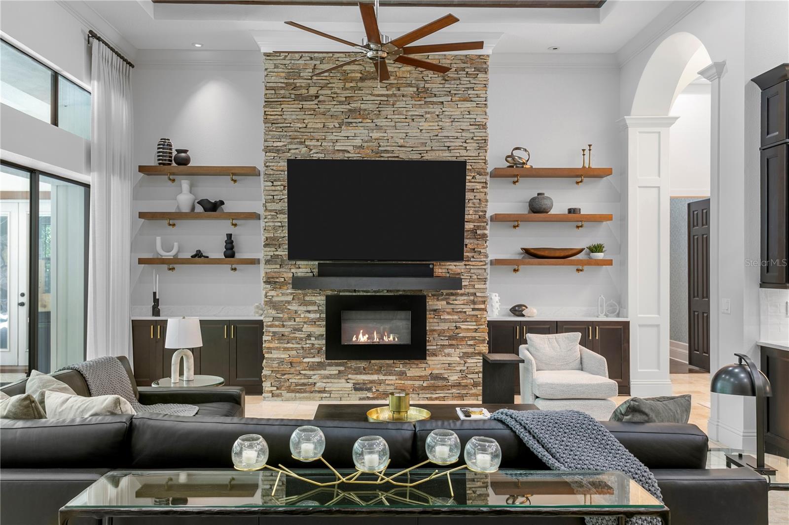 Elegant fireplace creating a warm focal point.