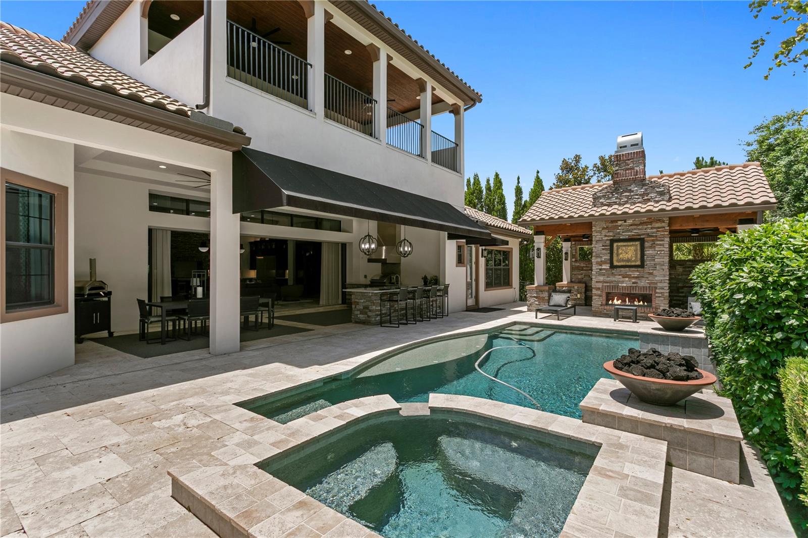 Stunning resort-style backyard centerpiece.