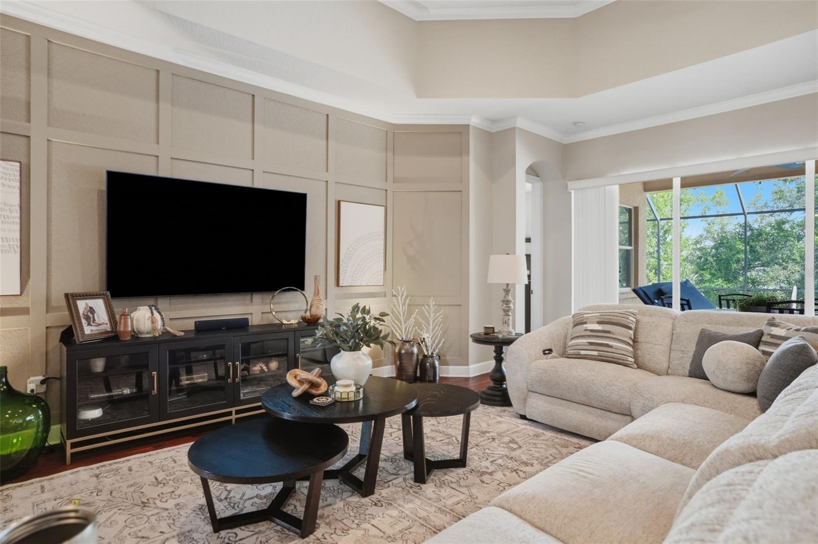 Great Room with high tray ceilings!