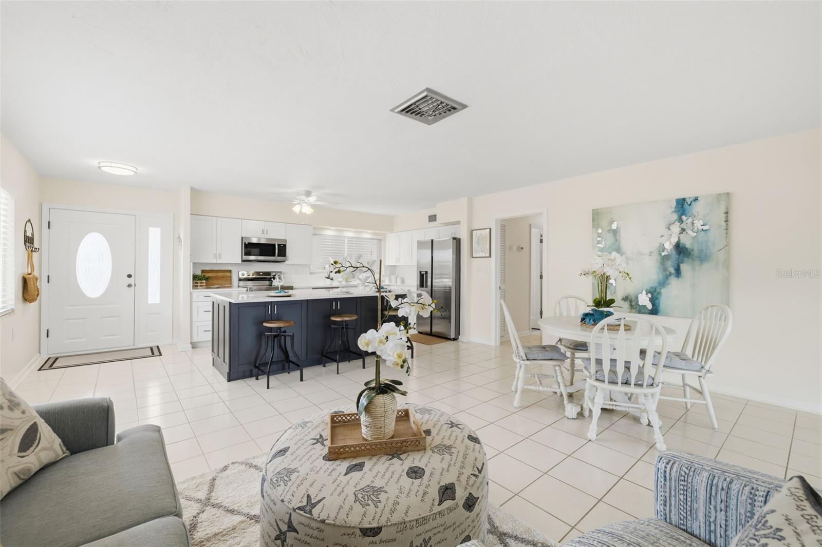 Kitchen and petite living area