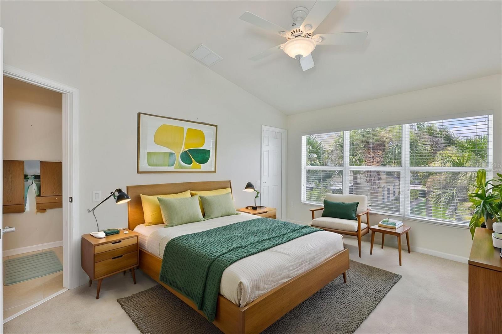 Virtually staged Primary Bedroom with different furniture arrangement