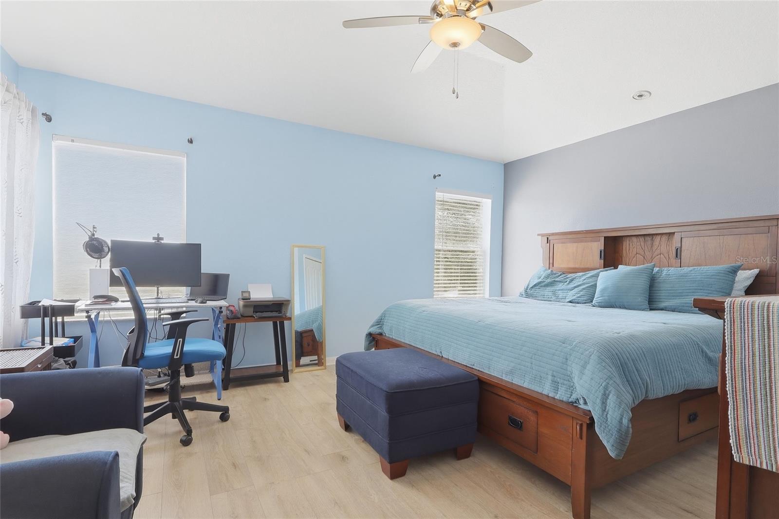 Spacious bedroom with natural light