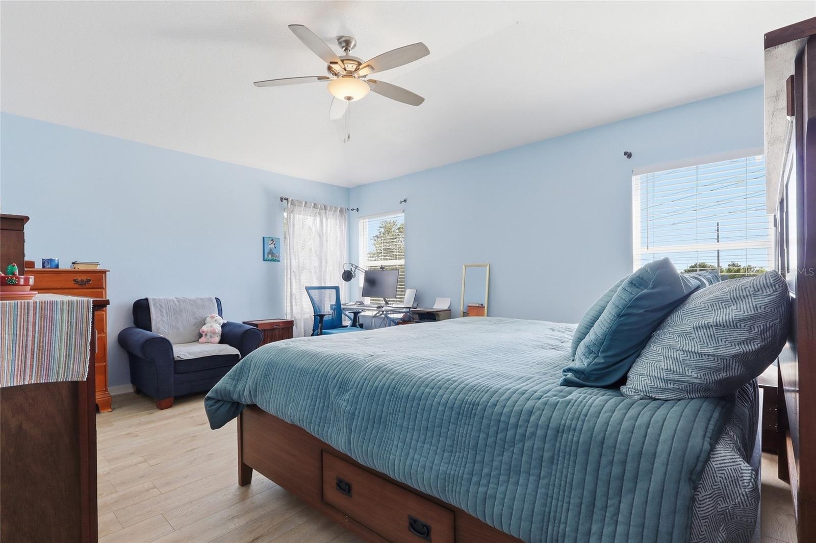 Spacious bedroom with natural light