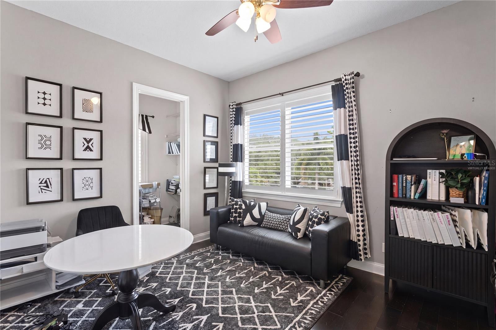 Third bedroom virtually staged as office