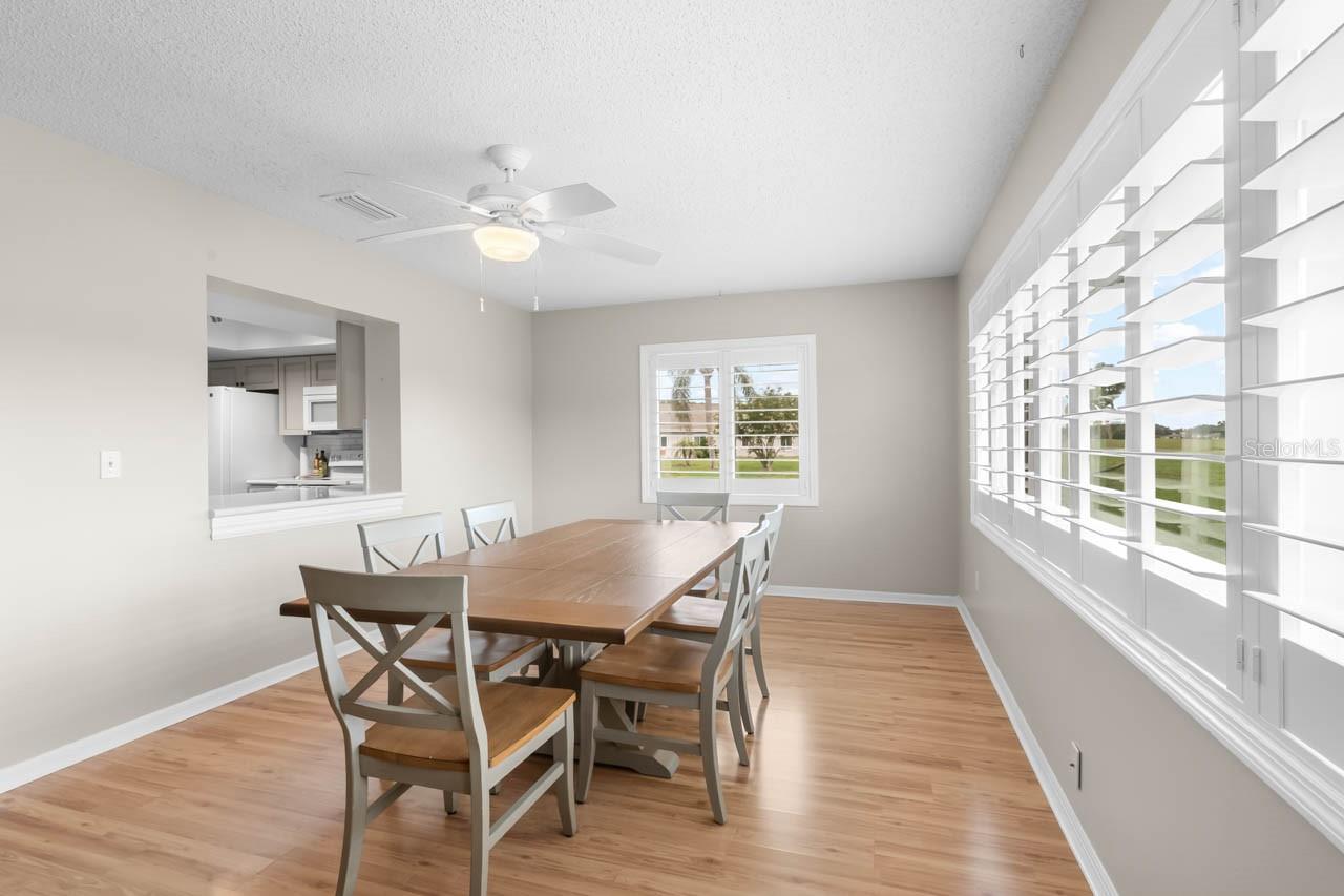 Dining Roomn has plantation shutters