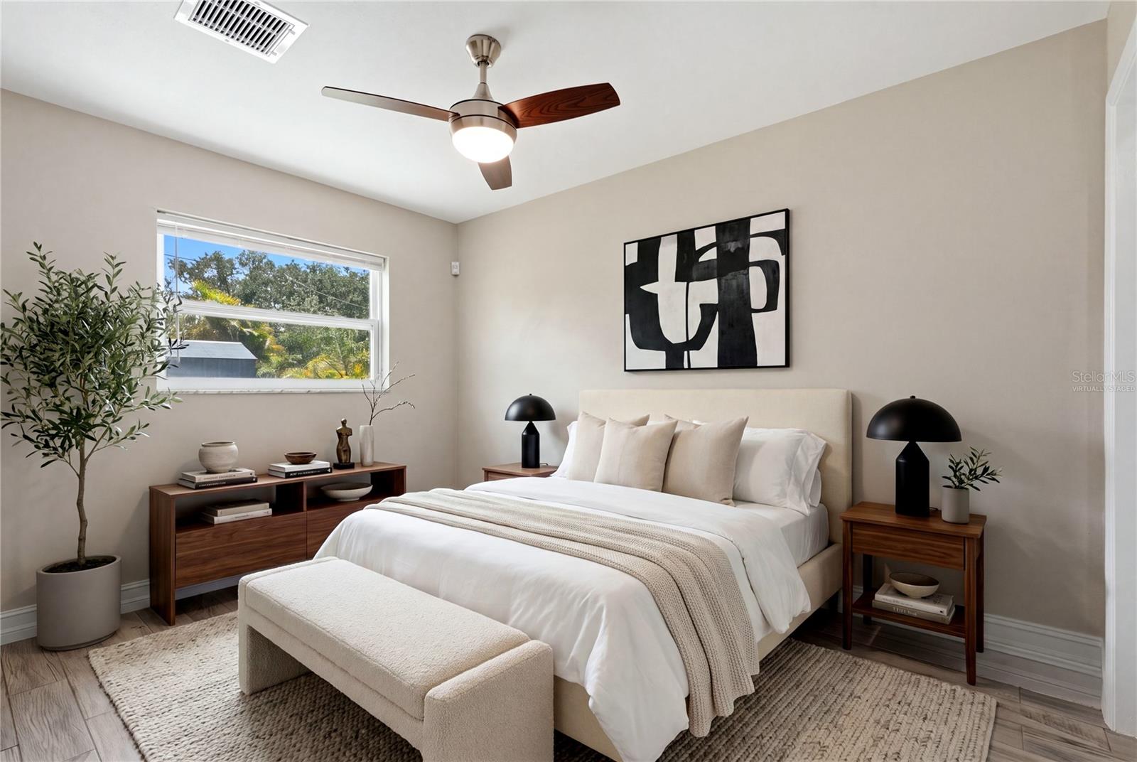 primary bedroom virtually staged