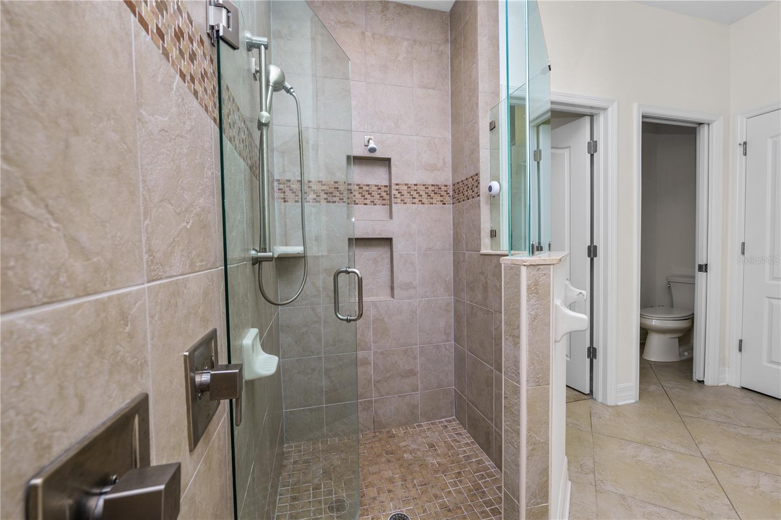 Primary Bath Walk-In Shower with Frameless Glass Door