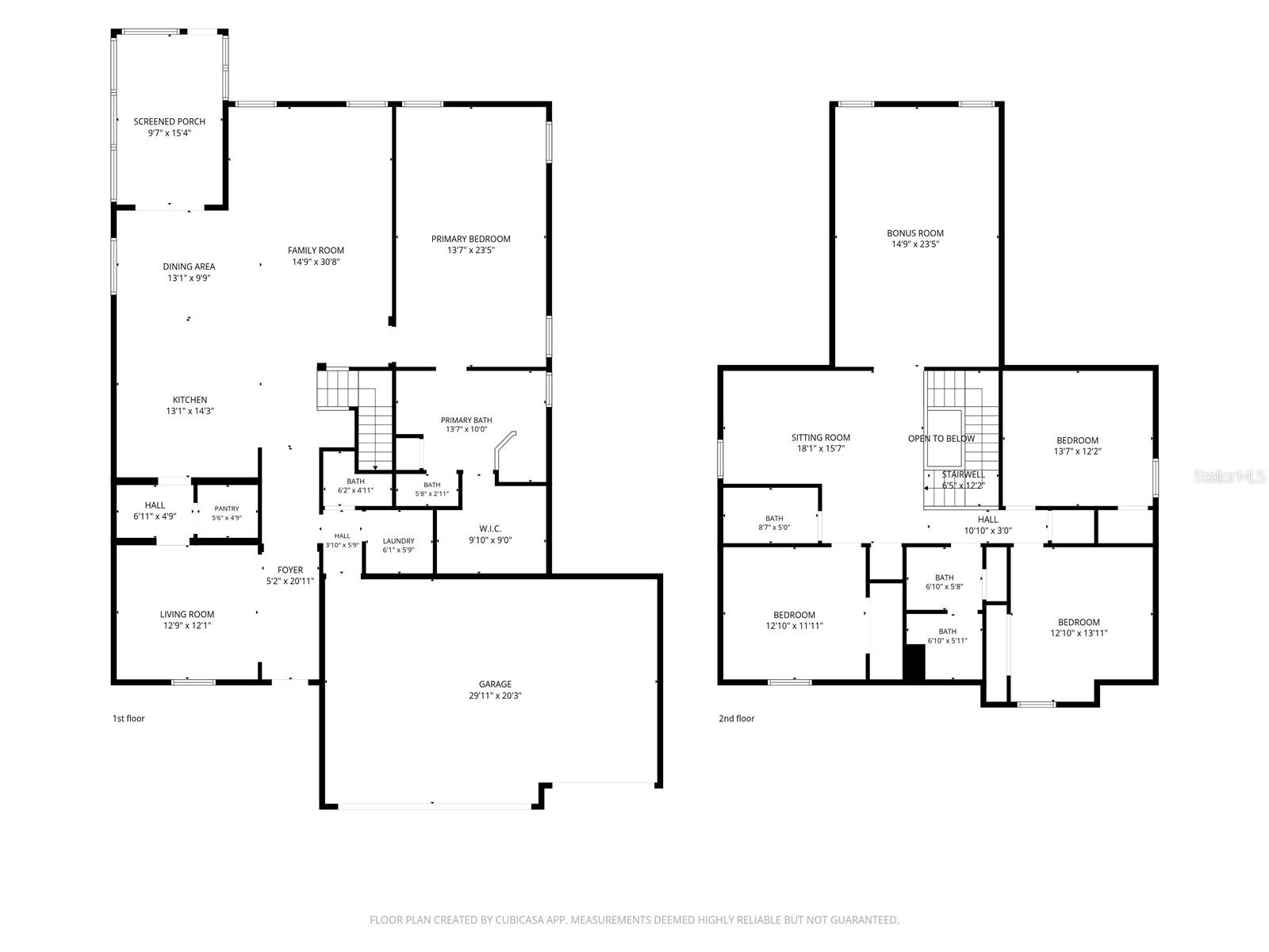 First and Second Level Floorplan and Approximate Measurements