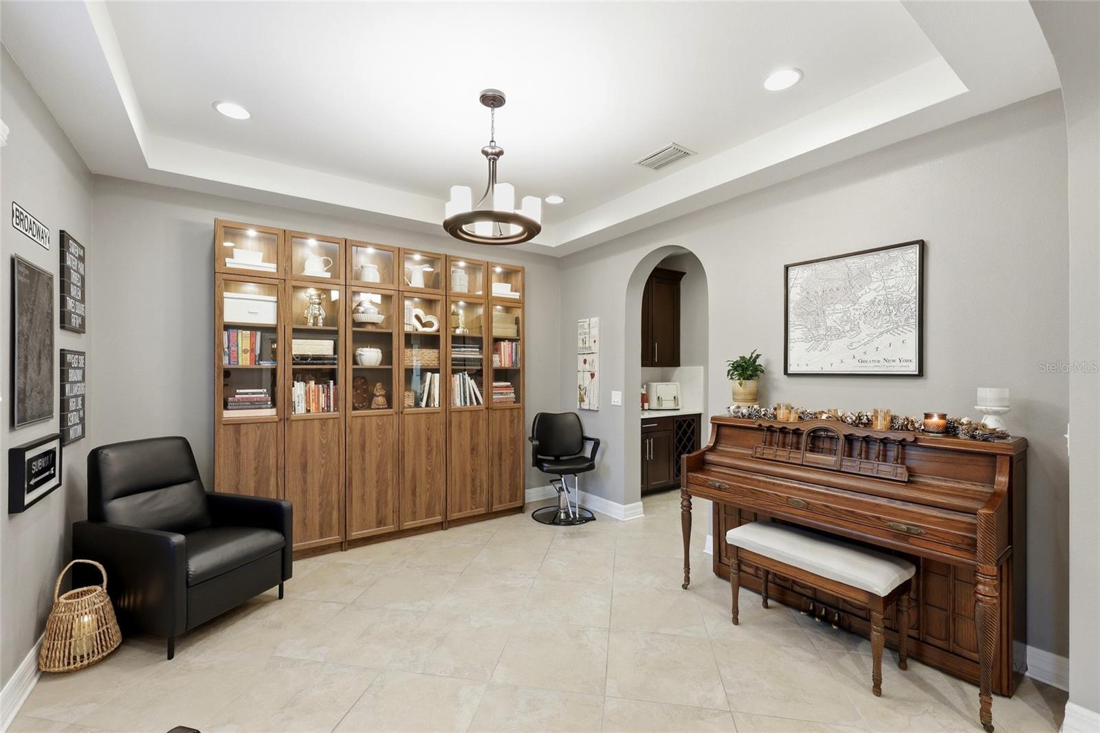 Formal Den/Living Room/Dining Room with Butler's Pantry Leading to Kitchen