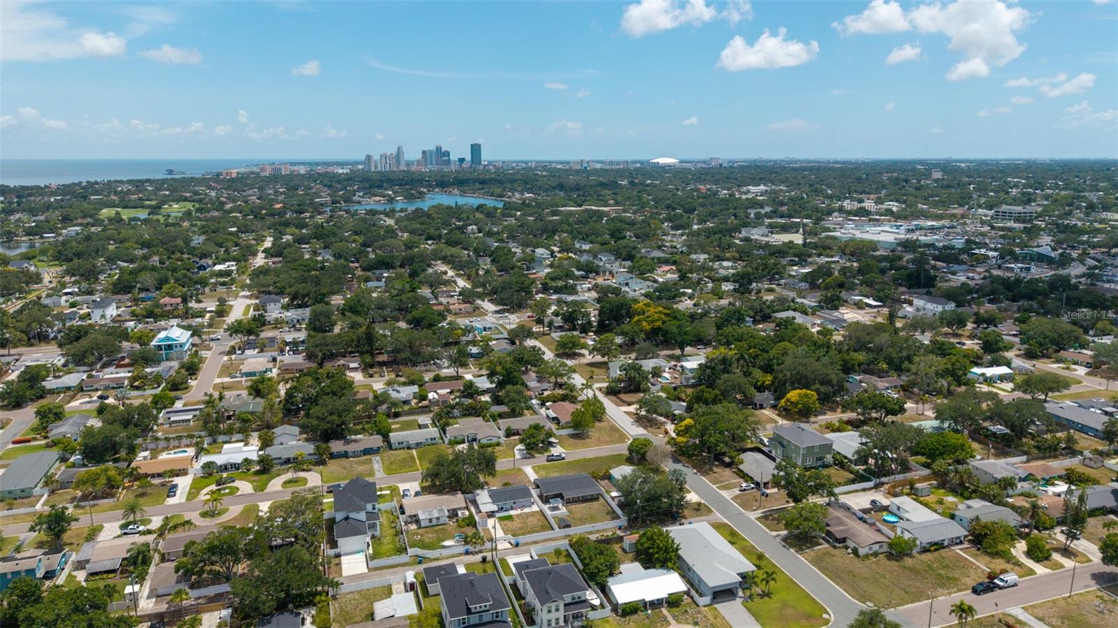 Downtown view from property aerial view.