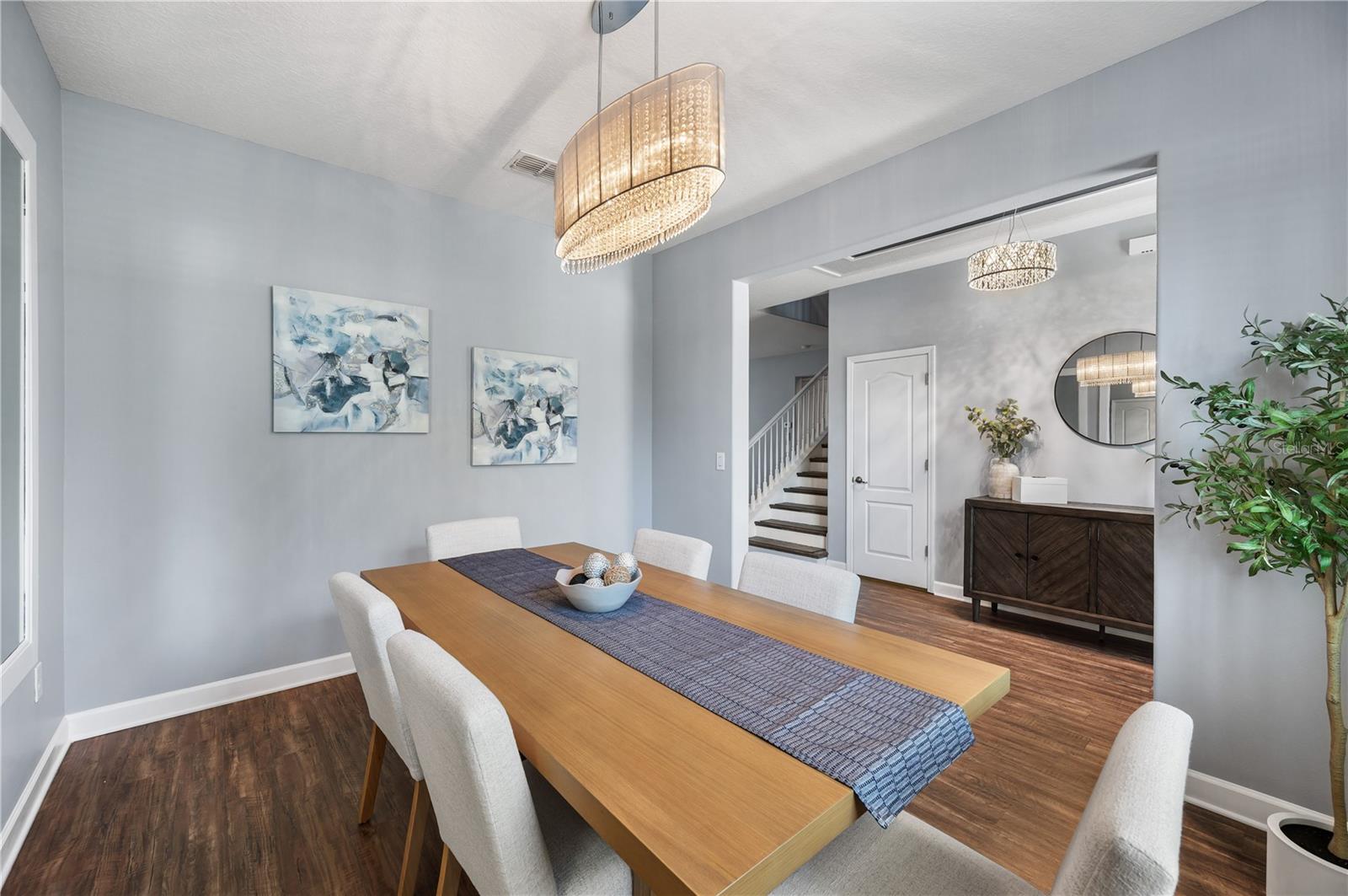 Dining Room With Gorgeous Lighting