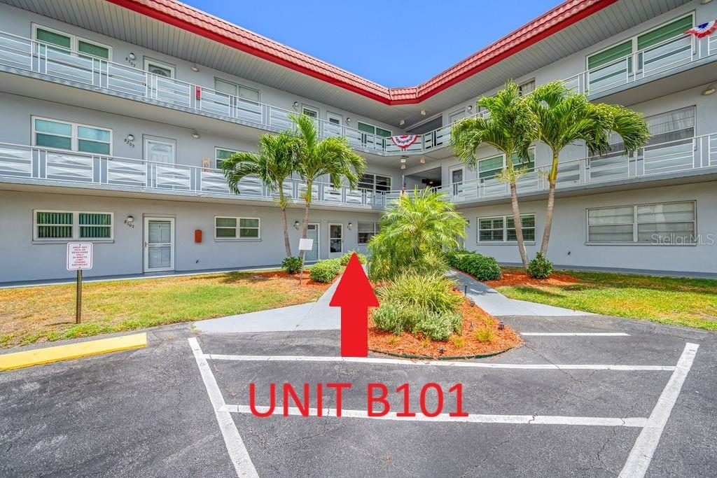 Unit B101 is convenient to Elevator, Laundry, Trash and Storage