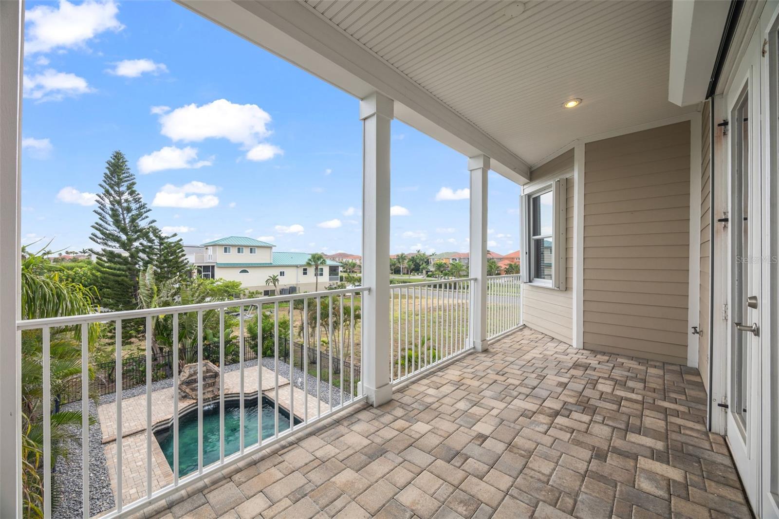 2nd floor balcony overlooking pool.