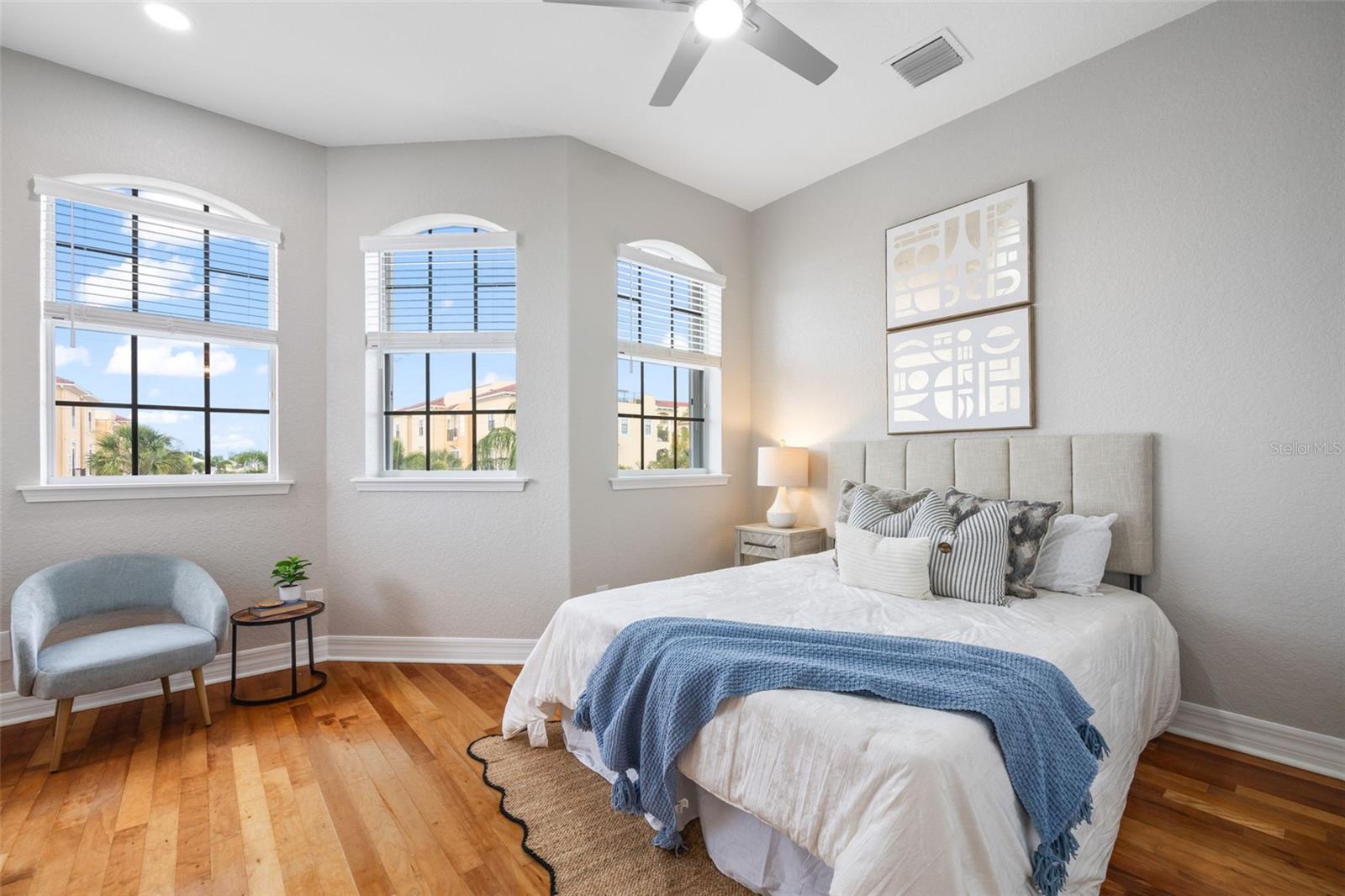 2nd Bedroom on the second floor with views of the bay.